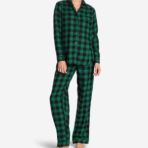 Eddie Bauer Women's Flannel Sleep Set - Green Buffalo Check - Size Medium